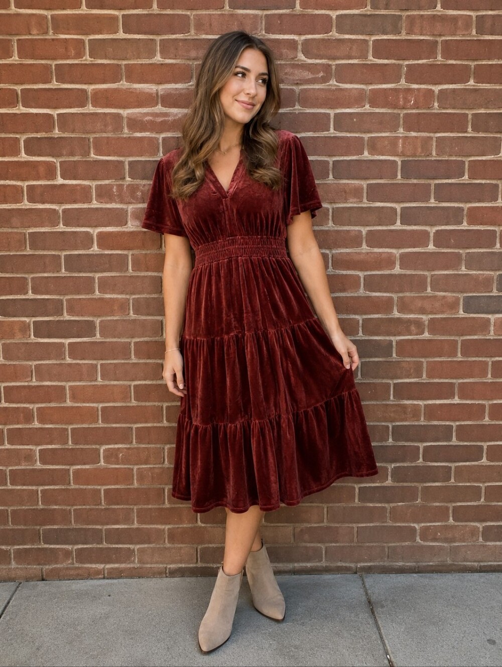 Velvet Tiered Maxi Dress Size M - SOFT